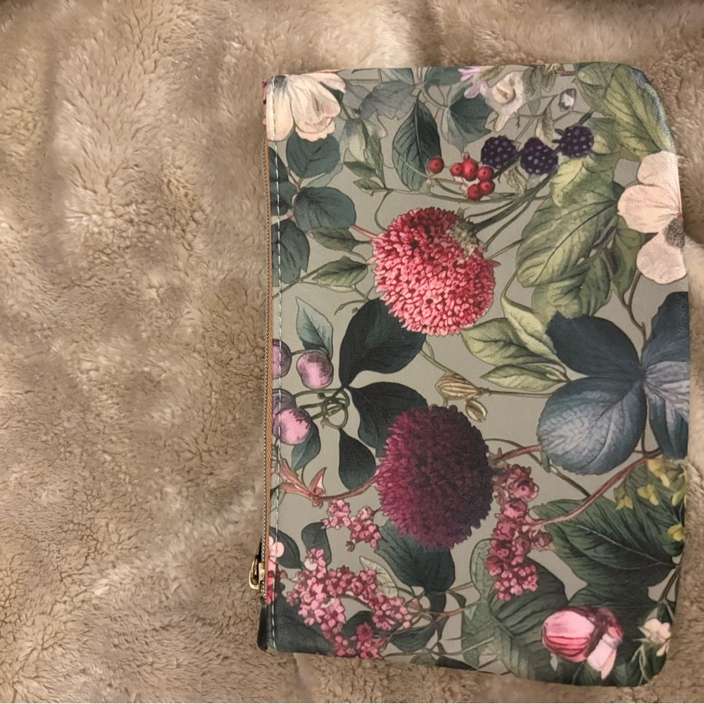 ipsy Floral Cosmetic Bag - Green and Pink